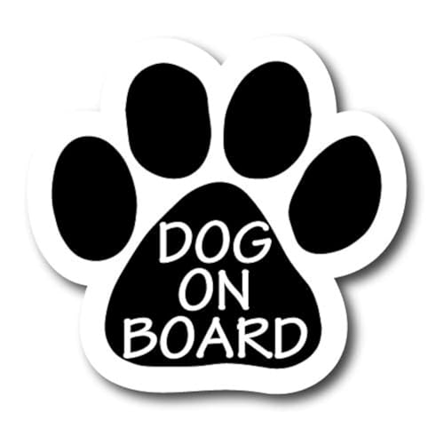 Image of Dog on Board Cute Pawprint Car Magnet 5 Inch, Dog Lover Gift