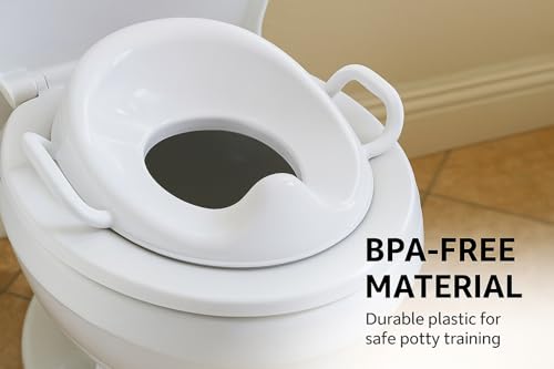 LILBEE Potty Training Toilet Seat for Kids – Non-Slip, BPA-Free, with Handles, Splash Guard & Hanging Hook – Fits Most Toilets – White​