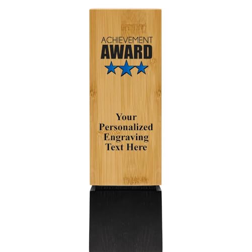 Crown Awards Personalized 9 1/2" Sustainable Wood Trophy, Color Printed Achievement Sustainable Wood Trophy Award
