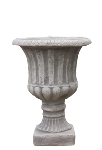 Schlichte Amphore zum Bepflanzen für den Garten besteht aus Steinguss und ist Frostsicher