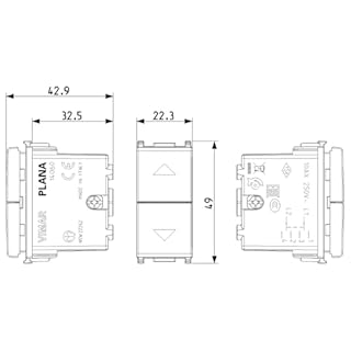 Pulsante Doppio Tasto Saliscendi 1P+1P 16A Bianco Compatibile Vimar Plana