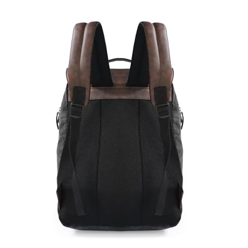 Image of Police Tendra Vegan Leather Laptop Backpack for Men & Women I Fits Up to 14 inch Laptop I Separate Laptop Compartment I Padded Shoulder Straps I Stylish & Durable Office /Travel Bag (Black /Brown)