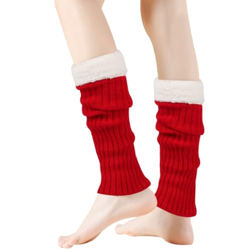 Image of Winter Leg Warmers for Women and Girls Warm Knitted Socks Knitted Wool Crochet Long Boot Socks New Year's Day Socks Christmas Socks