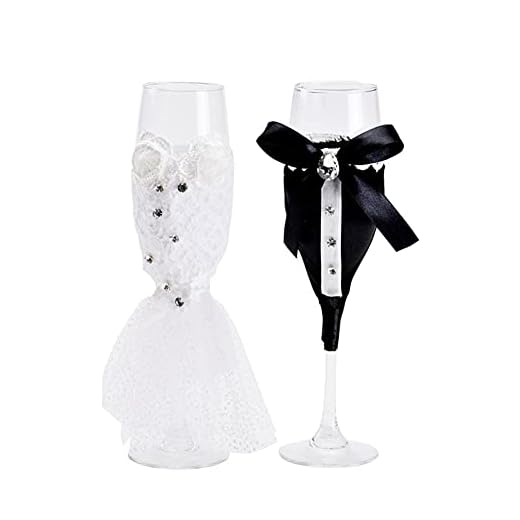 Copas de champán para boda, copas de vino tinto, juego de 2, copas de vino blanco, copas de champán, para novia y novio, regalo para bodas, compromiso y aniversario (estilo A)