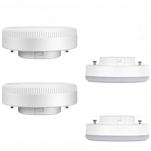 ALQFFHL GX53 LED Light Bulbs 7W, 50W Halogen CFL Replacement, 120V 700 Lumen LED Puck Light, for Under Cabinet Kitchen Counter Exhibition Shop Showroom Ceiling Lighting, 2700K Warm White, Pack of 4