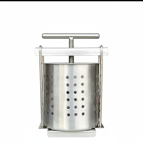 MotiveTech Edelstahl Gemüsepresse Manuell Obstpresse Manuell Manuelle Spindelpresse Vielseitig Kartoffelpresse Edelstahl Einsetzbar Honigpresse für Bienenhalter Hobbyköche 2 5L