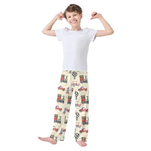 ZZXXB Air Balloon Rocket Boys Long Pants Soft Trousers Elastic Waist Kids Lounge Bottoms with Pockets S-XL2