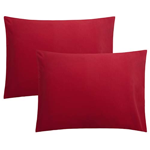 FLXXIE Microfiber Pillow Cases Standard Size, Soft Pillowcases with Envelope Closure, Wrinkle, Stain Resistant Pillow Covers, 20x26, Wine Red