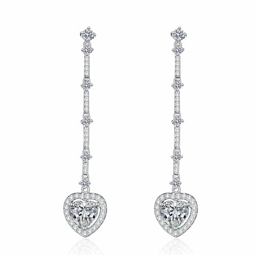 Moissanite boucles d'oreilles argent 925 plaqué platine cœur 2 carats EX003