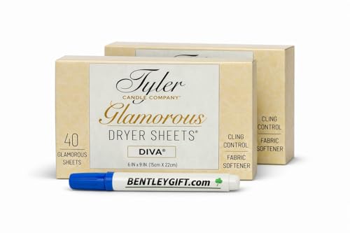 Tyler Candle Company - Glamorous Dryer Sheets - Diva fragrance (Sheet (pack of 2)) including a BG Stain remover Pen