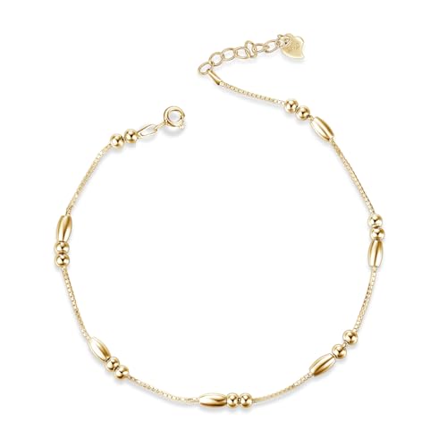 Image of WINNICACA 925 Sterling Silver Anklets for Women Adjustable Beaded Butterfly Opal Anklet Bracelet Foot Chains Jewelry Gifts for Women Beach Birthday Christmas Gift