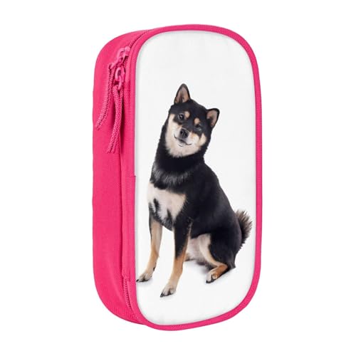 柴犬 黒柴ペンケース 文具 ファッション 収納 筆袋 多功能 中の高校生 軽い量 男女通用 鉛筆の箱 学生 児童 誕生日 入学 贈り物 包 収納包 Pink