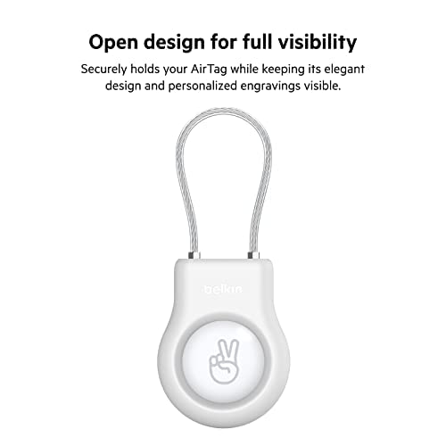 Image of Belkin Apple AirTag Secure Holder w /Wire Cable, White (Pack of 6)