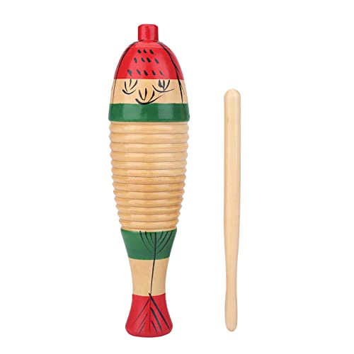 Guiro en Bois, Instruments de Musique à Percussion Latine en Forme de Poisson coloré en Bois pour Adultes et Enfants, Instruments de Percussion à Main