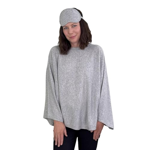 Jet&Bo 100% Pure Cashmere Poncho & Eye Mask Cashmere Travel Set Gray in Gift Box2