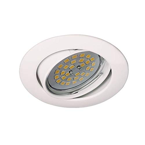 wonderlamp Pack x 5 Unidades Foco empotrable techo Basic Redondo, incluye Portalámparas GU10, Diámetro de 8,5 x 1,5 cm. Ojo de buey basculante 30°, Blanco
