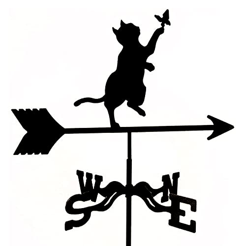 XACCBBA Veleta de Acero Inoxidable, indicador de dirección del Viento, Estilo Retro de Granja, para jardín, fácil de Usar e Instalar (Gato)