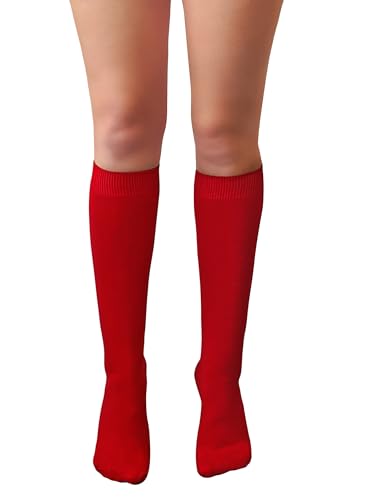 Image of Chapini, Girls Teens Plain Knee High Cotton Socks. Red