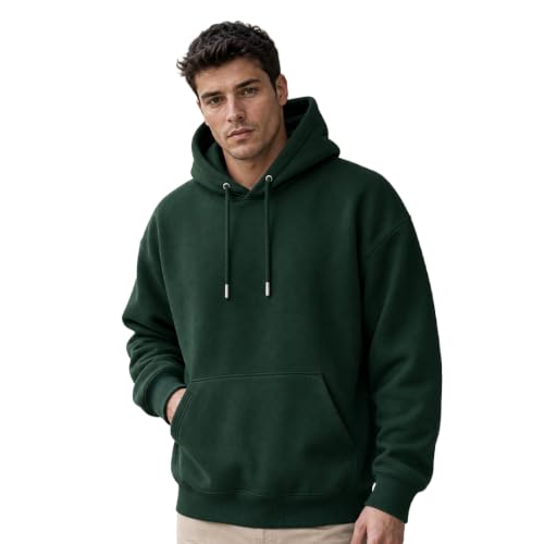 Image of Nobero Heavy Duty Oversized Solid Hoodie for Men | Hoodies for Men | Oversized Fit | Solid Colour | Thick Fleece Fabric | Drawstring Hood