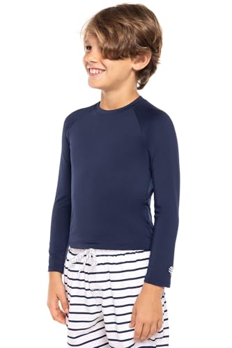 Coolibar UPF 50+ Kid's Sandshark Long Sleeve Surf Shirt - Sun Protective (Small- Navy)3