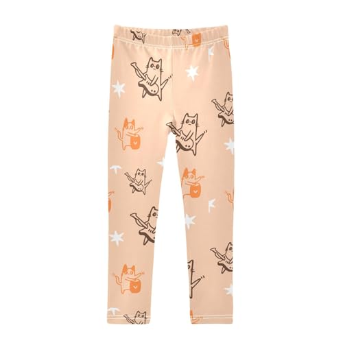 Girls Leggings Cartoon Cat Playing Guitar Toddler Girls Clothes Leggings for Girls Toddler Girls Leggings 3-4T