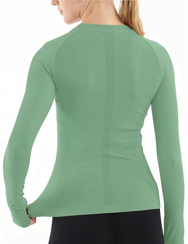 Image of MathCat Seamless Workout Shirts for Women Long Sleeve Yoga Tops Sports Running Shirt Breathable Athletic Top Slim Fit XS-XL