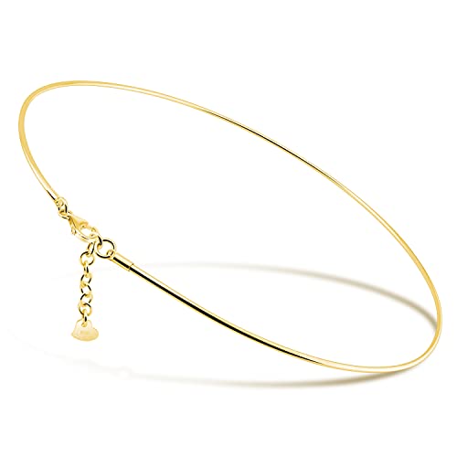 Women 925 Sterling Silver 2MM Solid Dome Collar Necklace Simple Fashion Golden 16 