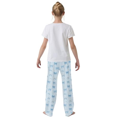 Pajama Bottoms, Blue Bows Pajamas Pant Sleep Long Pants Lounge Wear Sleepwear Soft Pjs3