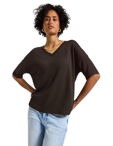 Street One Damen 3225530 Strick-Look V-Neck T-Shirt, deep Roast...