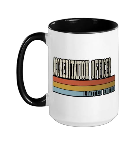 Accreditation Officer Week Retro Vintage Back To School Day Ceramic Mug, Black/White, 15oz