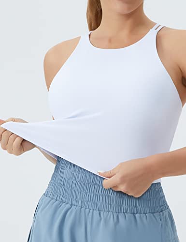 THE GYM PEOPLE Women's Cross Back Sports Bra Halter Neck Workout Crop Tank Tops with Removable Pads