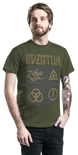 Générique LED Zeppelin Green Symbols Homme T-Shirt Manches Courtes Olive Regular/Coupe Standard - Les Beatles, Paul McCartney, John Lennon, RIngo Starr, George Harrison Générique LED Zeppelin Green Symbols Homme T-Shirt Manches Courtes Olive Regular/Coupe Standard – Image 5