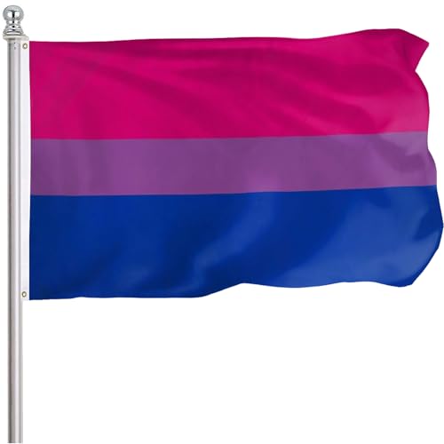 FLGCLUB Bisexual Pride Flag 3x5 Ft Outdoor LGBT Bi Gay Flags Vibrant Color Polyster Fade Resistant LGBTQ Bisexual Flag Canvas Header and Brass Grommets