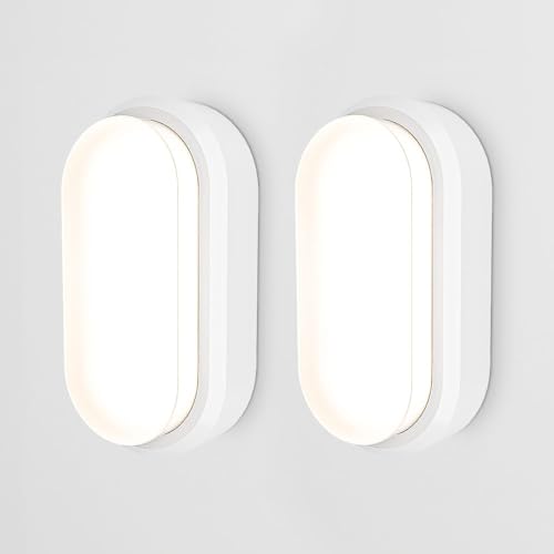 HOFTRONIC C-Series - Set di 2 lampade da cantina a LED, 18 W, 1830 lm, ovale, IP54, lampada da parete, 4000 K, bianco neutro, per bagno, cantina, garage, officina