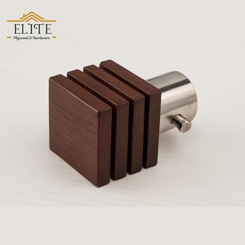 Image of Urban Elite Premium Curtain End Cap - Elegant Decorative Rod Finial for Window Drapes, Smooth Finish, Durable & Stylish, Perfect for Home & Office Decor (Big Square, Wooden, Big)