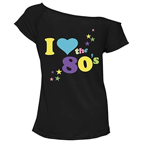 MIXLOT Womens I Love 80s Fancy Dress Top Ladies Retro Parties Pop Star Tee T Shirt Top 1980s Party Top Hen Night Stag Do (Black, XL 16-18) Cover