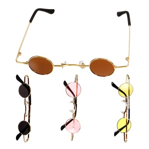 Mikikit 4 Piezas Mini Gafas de Sol Redondas de Hip Hop Unisex Diseño Liviano y Material Plástico y Metal para Fiesta Verano y Protección Solar