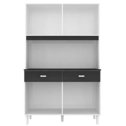 Kit Cozinha Compacta Manu 08 Portas Grigio com Preto - Poquema