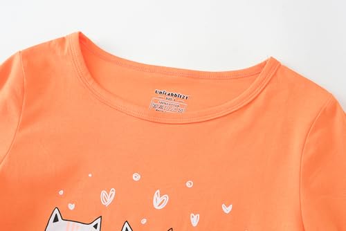 Pajamas for Girls Cute Cat Unicorn Long Sleeve and Pants PJS Set Big Kids Cotton Sleepwear Set Size 6-162