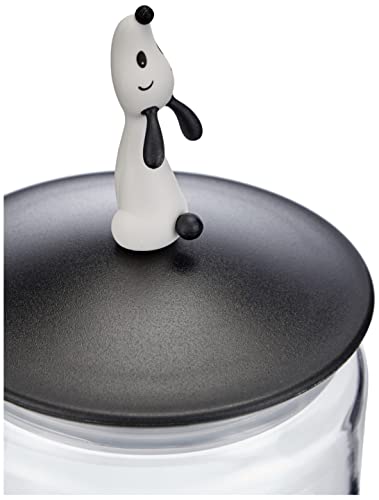 Alessi | LulàJar AMMI21 B - Design Behälter für Hundefutter mit Dekorierter Deckel, Glas mit Deckel aus Thermoplastischem Harz, Schwarz,27cm