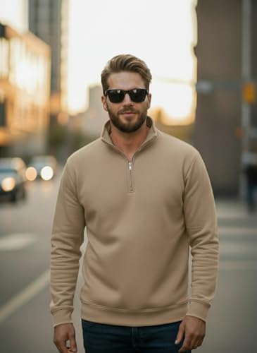 Image of Mack Jonney Men's Fleece Half-Zip High Neck Sweatshirt | Warm & Stylish Winter Wear -JM4380