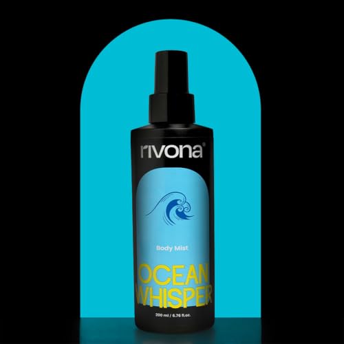 Image of Rivona Ocean Whisper Body Mist | Aquatic & Fresh Long Lasting Body Spray for Women & Men | Lemon, Jasmine & Sandalwood | Unisex Daily Mist | 200ml