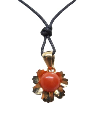 Pendentif feuille or 18k et corail rouge naturel anti-allergie pour peau sensible