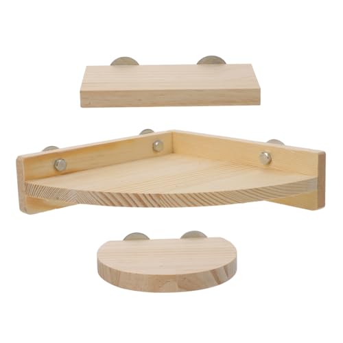 ibasenice 3Pcs Parrot Stand Platform Half Solid Wood Bird Cage Accessories Pet Bird Supplies for Cockatiels Budgies Lovebirds More