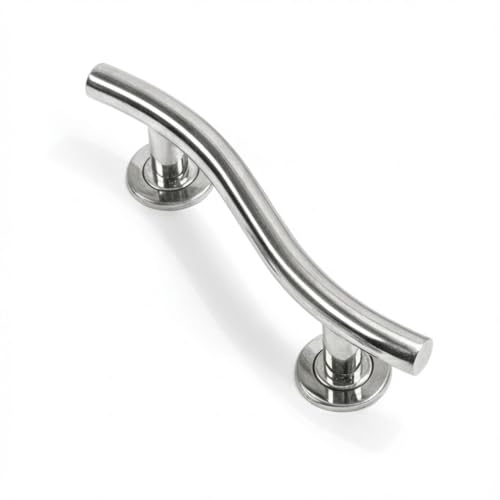 Image of Stainless Steel Curved Grab Rail 35.5cm – Stainless Steel Shower Rail with Concealed Fixings – Strong Grab Rail for Bathroom Safety – Stylish Shower Bar and Hand Rail for Elderly and Added Stability