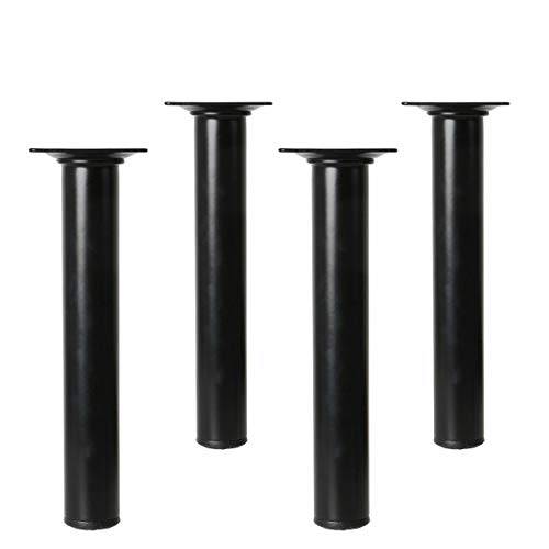 Amig - Pack de 4 Patas Redondas para Mueble - 30X100 mm - Acero - para Mesas de Centro, Noche, Cómodas... - Tapón Antirayaduras - Resistentes - Negro - Tornillería incluída