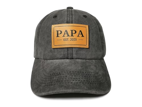 ZKFE Cappelli da baseball in pelle 2025 per uomo donna, Papa Est.2025 (Toppa in pelle)(Nero lavato), Taglia unica