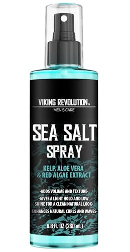 Viking Revolution Sea Salt Spray for Hair Men - Hair Texturizing Spray with Kelp, Aloe Vera and Red Algae Extract - Surf Spray to Add Volume and Texture Sea Salt Spray for Men Beach Hair Spray - 8oz