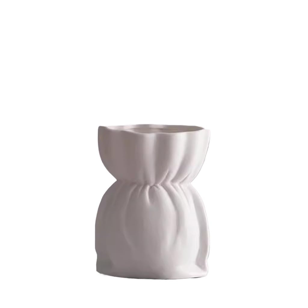 Vase en céramique blanc pour compositions de fleurs séchées de salon