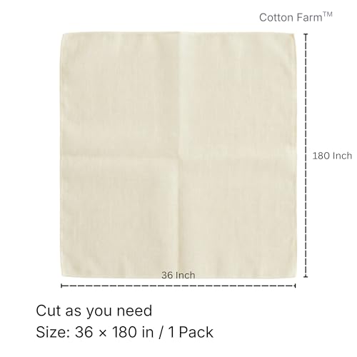 Image of Cotton Farm Grade 100 XL Cheese Cloth for Straining & Cooking; 45 Sq Ft (5x1 yards); 100% Unbleached Cotton Cheesecloth; Reusable with Finished 2 Edges; Ultra-Dense (the finest) Butter Muslin